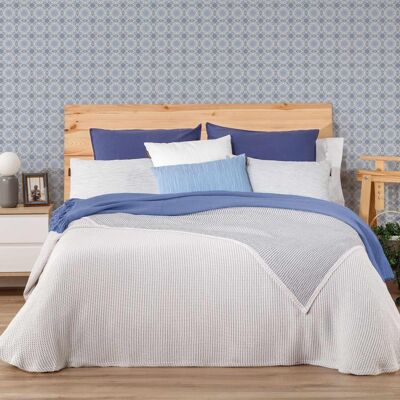 Manterol Colcha cubrecama bambu nido . (Cama 105 cm) Azul Manterol Colcha cubrecama bambu nido . (Cama 105 cm) Azul