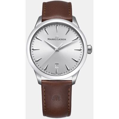 Maurice Lacroix Reloj unisex Colección 1975 751007-SS001-130-3 de piel marrón. Plateado Maurice Lacroix Reloj unisex Colección 1975 751007-SS001-130-3 de piel marrón. Plateado