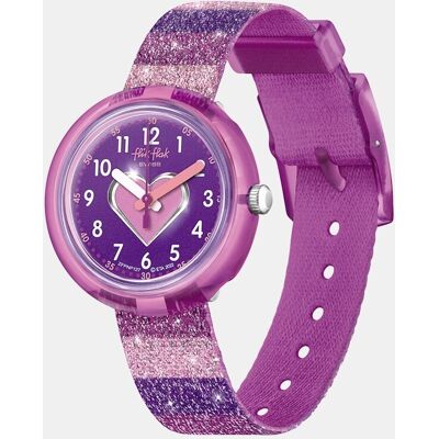 Flik Flak Reloj de niña Stripy Glitter FPNP127 de PET reciclado morado con purpurina. Morado Flik Flak Reloj de niña Stripy Glitter FPNP127 de PET reciclado morado con purpurina. Morado