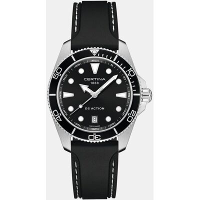 Certina Reloj de hombre DS Action C0484101705100 de caucho negro. Negro Certina Reloj de hombre DS Action C0484101705100 de caucho negro. Negro