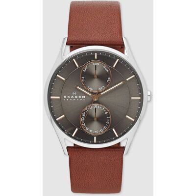 skagen Reloj multifunción holst multifunction de piel en tono marrón medio. Marrón skagen Reloj multifunción holst multifunction de piel en tono marrón medio. Marrón