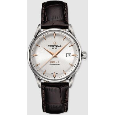 Certina Reloj de hombre DS-1 de piel marrón. Plateado Certina Reloj de hombre DS-1 de piel marrón. Plateado
