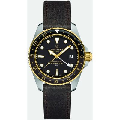 Certina Reloj de hombre DS Action GMT C0329292605100 de piel marrón. Negro Certina Reloj de hombre DS Action GMT C0329292605100 de piel marrón. Negro