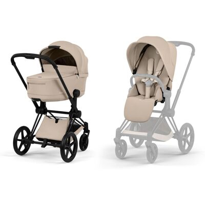 Cybex Carro de bebé dúo PRIAM Comfort con Chasis PRIAM, Textiles PRIAM y Capazo plegable PRIAM Fold Lux Comfort. Beige niño Cybex Carro de bebé dúo PRIAM Comfort con Chasis PRIAM, Textiles PRIAM y Capazo plegable PRIAM Fold Lux Comfort. Beige niño