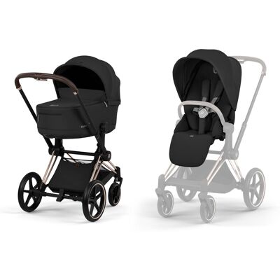 Cybex Carro de bebé dúo PRIAM Comfort con Chasis PRIAM, Textiles PRIAM y Capazo plegable PRIAM Fold Lux Comfort. Negro niño Cybex Carro de bebé dúo PRIAM Comfort con Chasis PRIAM, Textiles PRIAM y Capazo plegable PRIAM Fold Lux Comfort. Negro niño