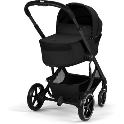 Cybex Carro de bebé dúo Balios S Lux con chasis topo y textiles y capazo plegable Fold Cot en Chocolate Brown. Negro Cybex Carro de bebé dúo Balios S Lux con chasis topo y textiles y capazo plegable Fold Cot en Chocolate Brown. Negro