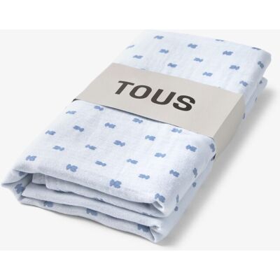 Tous Muselina de algodón 98x118 cm Baby con pequeños osos. Azul Tous Muselina de algodón 98x118 cm Baby con pequeños osos. Azul