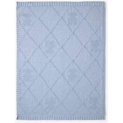 Tous Manta para mini cuna o cuna 78x104 cm Baby tricotada de rombos con osos. Azul claro Tous Manta para mini cuna o cuna 78x104 cm Baby tricotada de rombos con osos. Azul claro