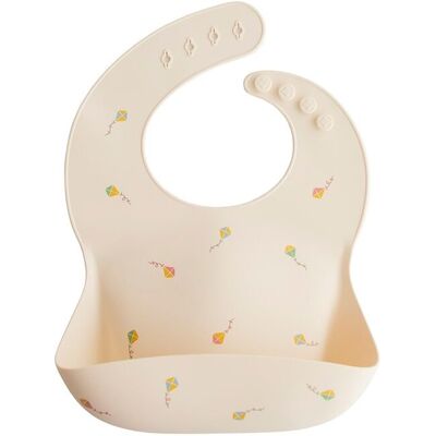 Babero de silicona Mushie para bebé - Bolsillo profundo, Cuello ajustable Babero de silicona Mushie para bebé - Bolsillo profundo, Cuello ajustable