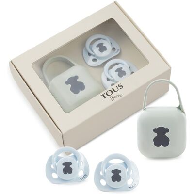 Tous Pack de 2 chupetes anatómicos de 0-6 M y portachupetes Baby Bear. Azul niño Tous Pack de 2 chupetes anatómicos de 0-6 M y portachupetes Baby Bear. Azul niño
