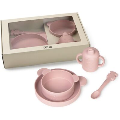 Tous Vajilla de 4 piezas baby de silicona. Rosa niño Tous Vajilla de 4 piezas baby de silicona. Rosa niño