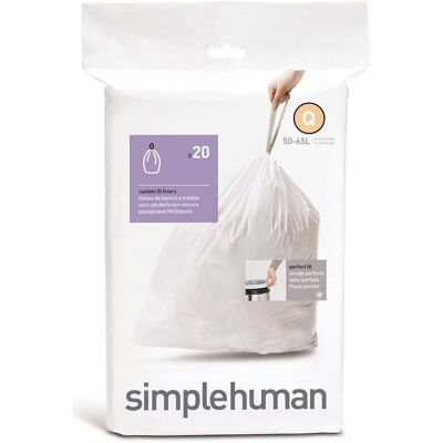 Simplehuman 20 Bolsas de basura Q 50-65 L Simple Human. Blanco Simplehuman 20 Bolsas de basura Q 50-65 L Simple Human. Blanco