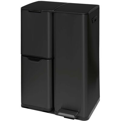 DUETT Cubo de basura 60 L con 3 compartimentos Mueble 3 . Negro DUETT Cubo de basura 60 L con 3 compartimentos Mueble 3 . Negro