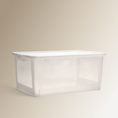 El Corte Inglés Caja de almacenaje con tapa. (55 litros) Transparente El Corte Inglés Caja de almacenaje con tapa. (55 litros) Transparente