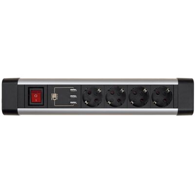 Base rotatoria múltiple con 4 tomas y 3 USB - 16A 250V Base rotatoria múltiple con 4 tomas y 3 USB - 16A 250V