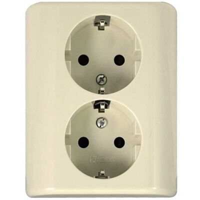 SIMON Enchufe doble monobloc empotrar. (1 elemento) Amarillo SIMON Enchufe doble monobloc empotrar. (1 elemento) Amarillo