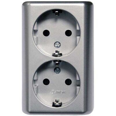 SIMON Enchufe Doble Monobloc Superficie 16A. Gris SIMON Enchufe Doble Monobloc Superficie 16A. Gris