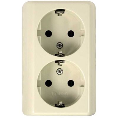 SIMON Enchufe Doble Monobloc Superficie 16A. Marfil SIMON Enchufe Doble Monobloc Superficie 16A. Marfil