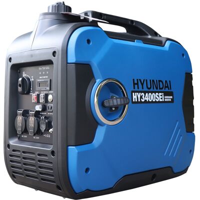 Hyundai Generador Inverter Monofásico Gasolina 4T 3,2 kW HY3400SEI. Azul / Negro Hyundai Generador Inverter Monofásico Gasolina 4T 3,2 kW HY3400SEI. Azul / Negro