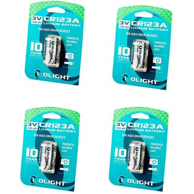 Olight Pack de 4 pilas de litio CR123A 3,0 V 1,500 mAh . Metálico Olight Pack de 4 pilas de litio CR123A 3,0 V 1,500 mAh . Metálico