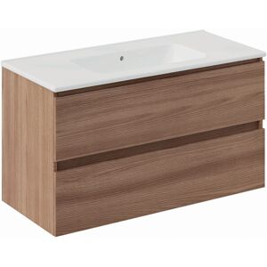 Cosmic Mueble de Baño con Lavabo y 2 Cajones - Nogal Natural, 100cm Cosmic Mueble de Baño con Lavabo y 2 Cajones - Nogal Natural, 100cm