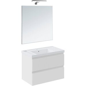 Cosmic Conjunto de mueble de baño suspendido con 2 cajones, 1 lavabo de teckstone, 1 espejo y 1 aplique de pared B-Best . (80 cm) Blanco mate Cosmic Conjunto de mueble de baño suspendido con 2 cajones, 1 lavabo de teckstone, 1 espejo y 1 aplique de pared B-Best . (80 cm) Blanco mate