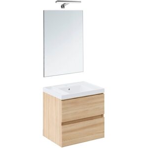 Cosmic Conjunto de mueble de baño suspendido con 2 cajones, 1 lavabo de teckstone, 1 espejo y 1 aplique de pared B-Best . (60 cm) Roble Cosmic Conjunto de mueble de baño suspendido con 2 cajones, 1 lavabo de teckstone, 1 espejo y 1 aplique de pared B-Best . (60 cm) Roble