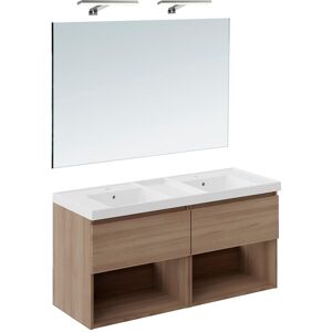 Cosmic Conjunto de mueble de baño suspendido con 2 cajones, 4 perchas, 1 lavabo de teckstone, 1 espejo y 1 aplique de pared B-Best . (119 cm) Nogal Cosmic Conjunto de mueble de baño suspendido con 2 cajones, 4 perchas, 1 lavabo de teckstone, 1 espejo y 1 aplique de pared B-Best . (119 cm) Nogal