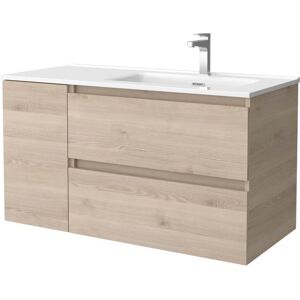 Salgar Mueble de baño con 2 cajones con 1 puerta y lavabo de 1 poza grifo derecha Bequia Plus . (90 cm) Natural Salgar Mueble de baño con 2 cajones con 1 puerta y lavabo de 1 poza grifo derecha Bequia Plus . (90 cm) Natural