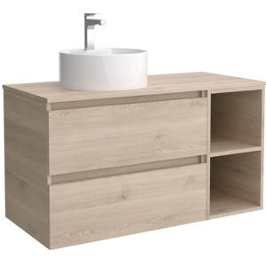 Salgar Mueble de baño con 2 cajones con 2 huecos y lavabo sobre encimera de 1 poza lado reversible Bequia Plus . (100 cm) Natural Salgar Mueble de baño con 2 cajones con 2 huecos y lavabo sobre encimera de 1 poza lado reversible Bequia Plus . (100 cm) Natural