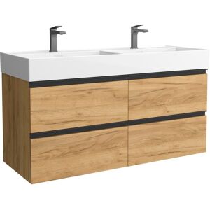 Salgar Mueble de baño metal con 4 cajones y lavabo Veneto de 2 pozas Bequia . (120 cm) Roble Salgar Mueble de baño metal con 4 cajones y lavabo Veneto de 2 pozas Bequia . (120 cm) Roble