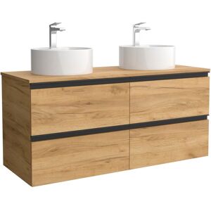 Salgar Mueble de baño metal con 4 cajones y lavabo sobre encimera de 2 pozas Bequia . (120 cm) Roble Salgar Mueble de baño metal con 4 cajones y lavabo sobre encimera de 2 pozas Bequia . (120 cm) Roble