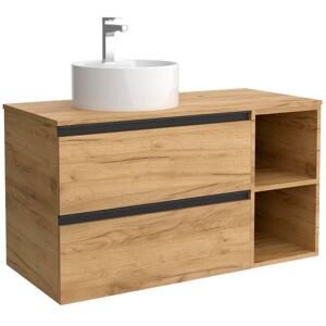 Salgar Mueble de baño con 2 cajones con 2 huecos y lavabo sobre encimera de 1 poza lado reversible Bequia Plus Metal . (90 cm) Roble Salgar Mueble de baño con 2 cajones con 2 huecos y lavabo sobre encimera de 1 poza lado reversible Bequia Plus Metal . (90 cm) Roble