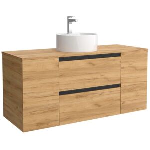 Salgar Mueble de baño con 2 cajones con 1 puerta y lavabo sobre encimera de 1 poza Bequia Plus Metal . (120 cm) Roble Salgar Mueble de baño con 2 cajones con 1 puerta y lavabo sobre encimera de 1 poza Bequia Plus Metal . (120 cm) Roble