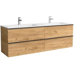Salgar Mueble de baño con 4 cajones y lavabo Vilna de 2 pozas Nabua . (160 cm) Roble Salgar Mueble de baño con 4 cajones y lavabo Vilna de 2 pozas Nabua . (160 cm) Roble