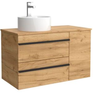 Salgar Mueble de baño con 2 cajones con 1 puerta y lavabo sobre encimera de 1 poza lado reversible Born Plus . (90 cm) Roble Salgar Mueble de baño con 2 cajones con 1 puerta y lavabo sobre encimera de 1 poza lado reversible Born Plus . (90 cm) Roble