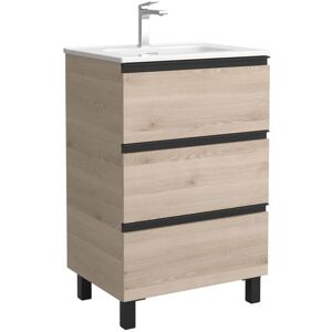 Salgar Mueble de baño metal 3C con 3 cajones y lavabo de 1 poza Bequia . (60 cm) Natural Salgar Mueble de baño metal 3C con 3 cajones y lavabo de 1 poza Bequia . (60 cm) Natural