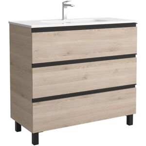 Salgar Mueble de baño metal 3C con 3 cajones y lavabo de 1 poza Bequia . (100 cm) Natural Salgar Mueble de baño metal 3C con 3 cajones y lavabo de 1 poza Bequia . (100 cm) Natural