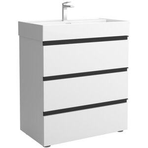 Salgar Mueble de baño metal 3C con 3 cajones y lavabo Veneto de 1 poza Bequia . (80 cm) Blanco mate Salgar Mueble de baño metal 3C con 3 cajones y lavabo Veneto de 1 poza Bequia . (80 cm) Blanco mate