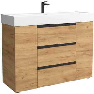 Salgar Mueble de baño 3C con 3 cajones con 1 puerta y lavabo Veneto de 1 poza Bequia Plus Metal . (120 cm) Roble Salgar Mueble de baño 3C con 3 cajones con 1 puerta y lavabo Veneto de 1 poza Bequia Plus Metal . (120 cm) Roble