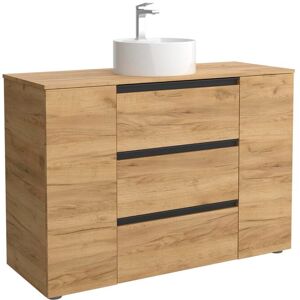 Salgar Mueble de baño 3C con 3 cajones con 1 puerta y lavabo sobre encimera de 1 poza lado reversible Bequia Plus Metal . (120 cm) Roble Salgar Mueble de baño 3C con 3 cajones con 1 puerta y lavabo sobre encimera de 1 poza lado reversible Bequia Plus Metal . (120 cm) Roble