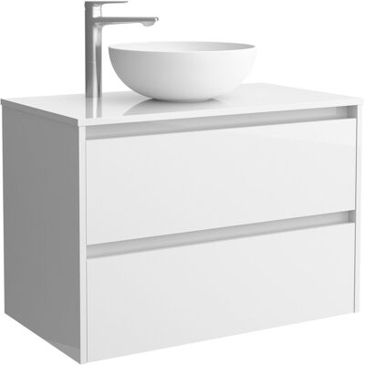 Salgar Mueble de baño con 2 cajones para lavabo de sobre encimera Noja . (80 cm) Blanco gloss Salgar Mueble de baño con 2 cajones para lavabo de sobre encimera Noja . (80 cm) Blanco gloss
