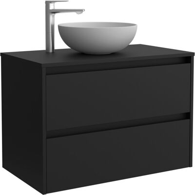 Salgar Mueble de baño con 2 cajones para lavabo de sobre encimera Noja . (100 cm) Negro Satín Salgar Mueble de baño con 2 cajones para lavabo de sobre encimera Noja . (100 cm) Negro Satín