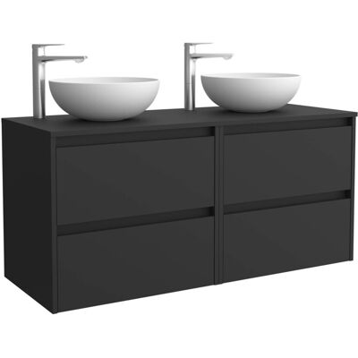 Salgar Mueble de baño con 4 cajones para lavabo de sobre encimera Noja . (140 cm) Negro Satín Salgar Mueble de baño con 4 cajones para lavabo de sobre encimera Noja . (140 cm) Negro Satín