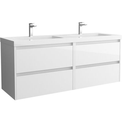 Salgar Mueble de baño con 4 cajones y lavabo de carga mineral Noja . Blanco gloss Salgar Mueble de baño con 4 cajones y lavabo de carga mineral Noja . Blanco gloss