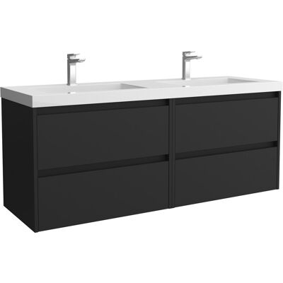 Salgar Mueble de baño con 4 cajones y lavabo de carga mineral Noja . Negro Satín Salgar Mueble de baño con 4 cajones y lavabo de carga mineral Noja . Negro Satín