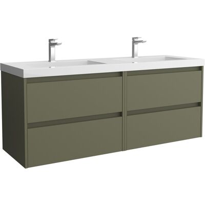Salgar Mueble de baño con 4 cajones y lavabo de carga mineral Noja . Verde Satín Salgar Mueble de baño con 4 cajones y lavabo de carga mineral Noja . Verde Satín