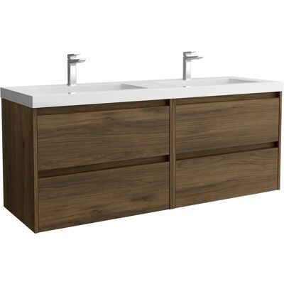 Salgar Mueble de baño con 4 cajones y lavabo de carga mineral Noja . Nogal Maya Salgar Mueble de baño con 4 cajones y lavabo de carga mineral Noja . Nogal Maya