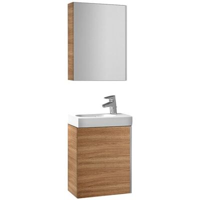 Roca Conjunto de baño de mueble armario con lavabo y armario con espejo Mini . Roble Roca Conjunto de baño de mueble armario con lavabo y armario con espejo Mini . Roble