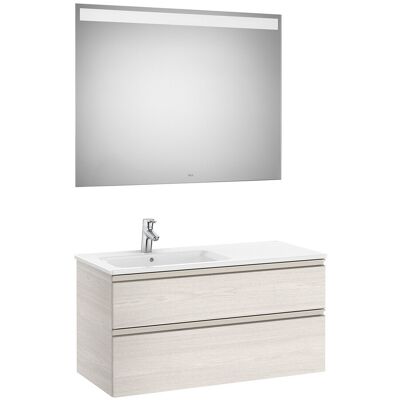 Roca Conjunto con mueble de baño doble con 2 cajones, lavabo a la izquierda y espejo con luz LED The Gap . (100 cm) Fresno Roca Conjunto con mueble de baño doble con 2 cajones, lavabo a la izquierda y espejo con luz LED The Gap . (100 cm) Fresno